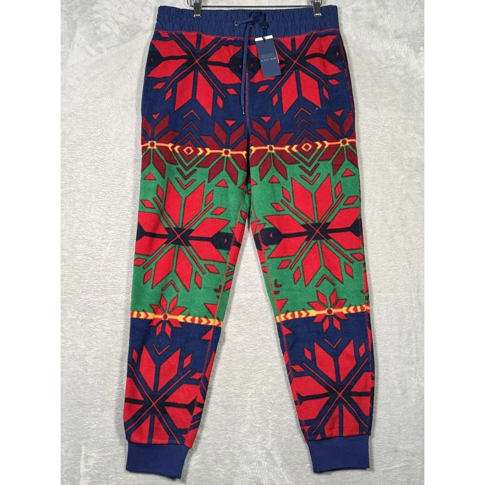 Ralph Lauren‎ Fleece Sweatpants Mens S Snowflake Winter Fleece Jogger Pants